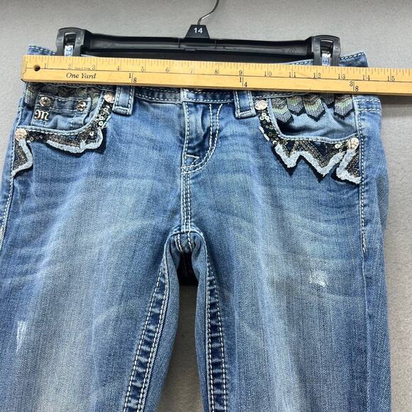 Miss Me Jeans Women's Size 26 (2) Signature Skinny Southwestern Feather Bling - Picture 3 of 16